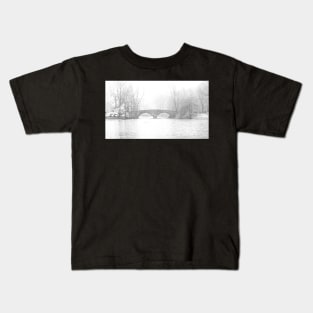 Snow at Clove Lakes Bridge Kids T-Shirt